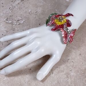 Floral Enamel Hinged Bracelet